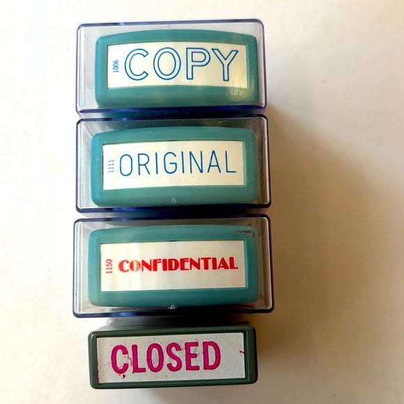 XStamper self inking stamps blue and red ink X-Stamper self inking office stamps - Picture 1 of 15